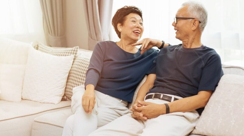 A couple laughing