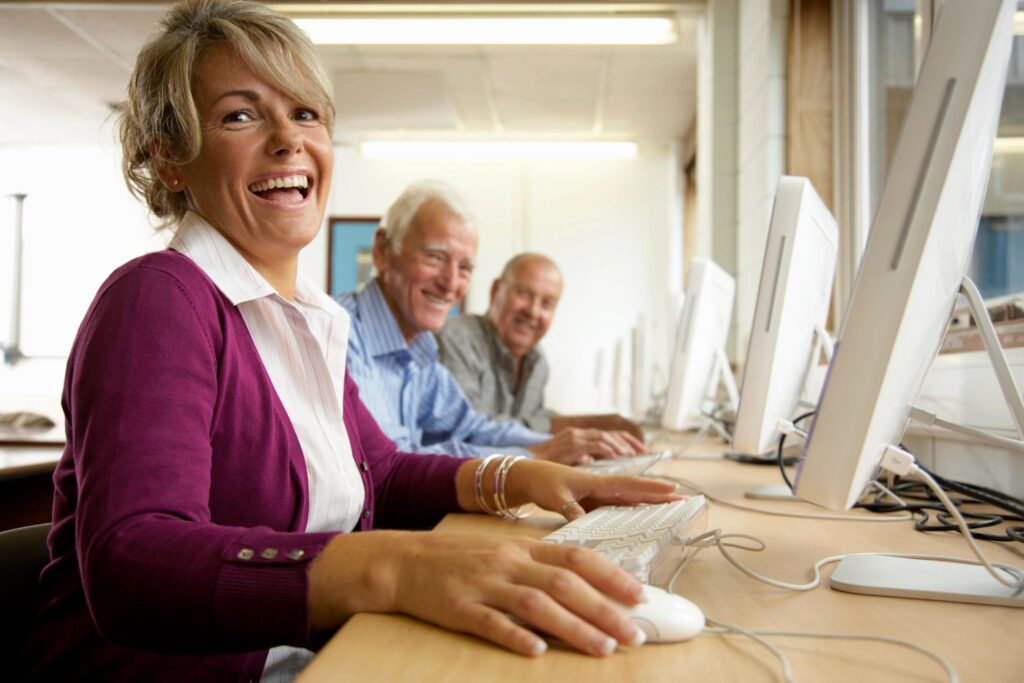 Seniors Working on Computers