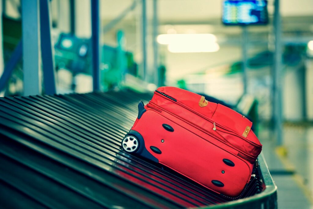 suitcase on luggage carousel