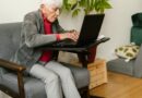 older woman using laptop