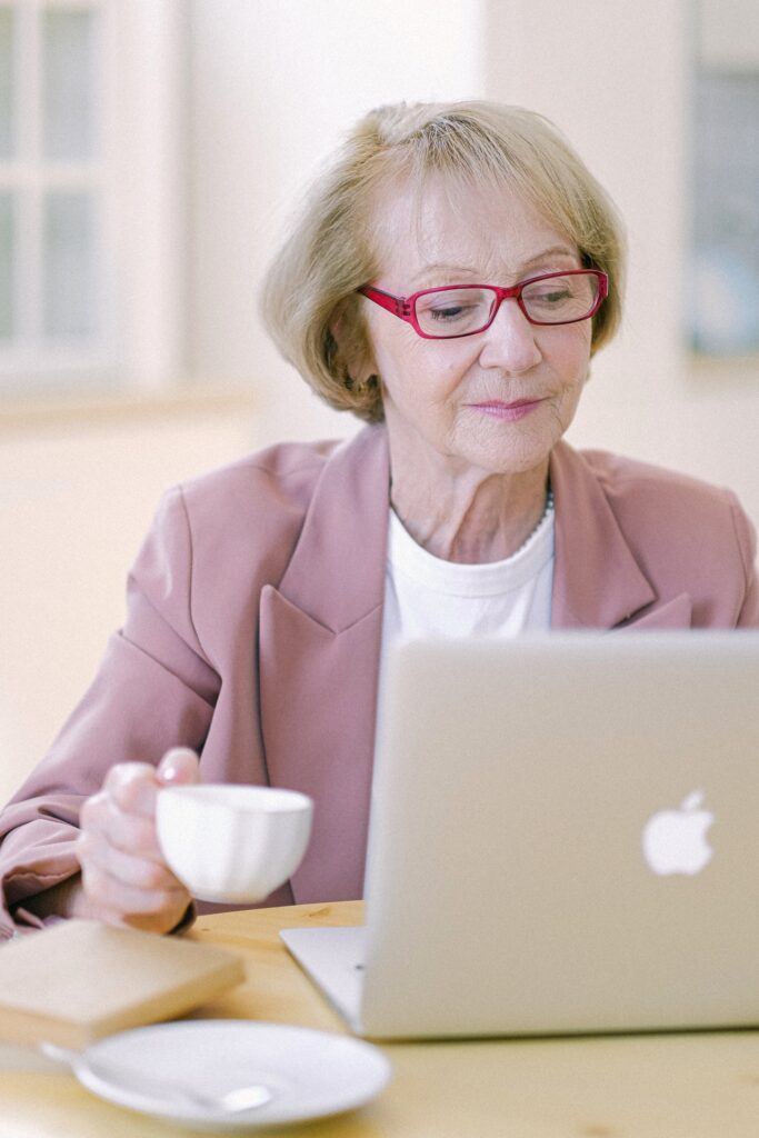 senior woman on laptop