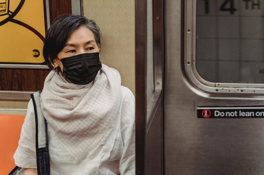 woman with surgical face mask