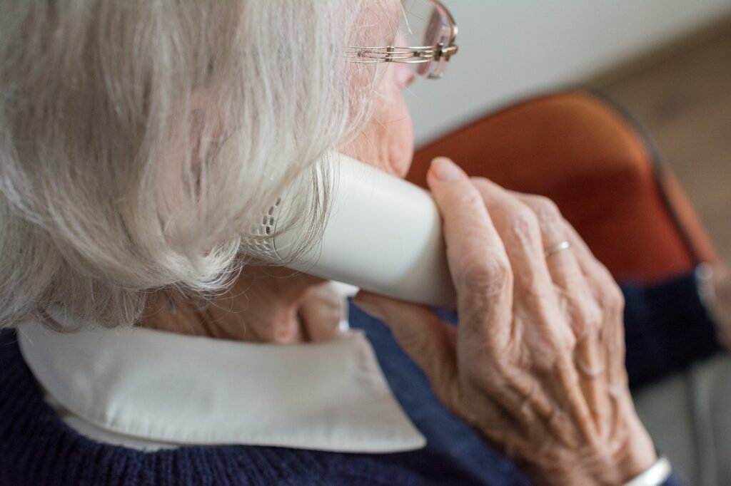 elderly woman on phone