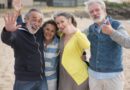 2 older couples on beach