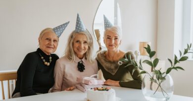 3 senior women celebrating birthday