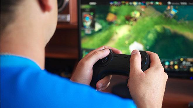 person playing video game
