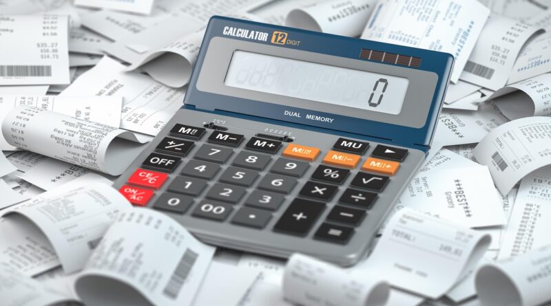 calculator and receipts