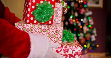 Santa delivering gifts