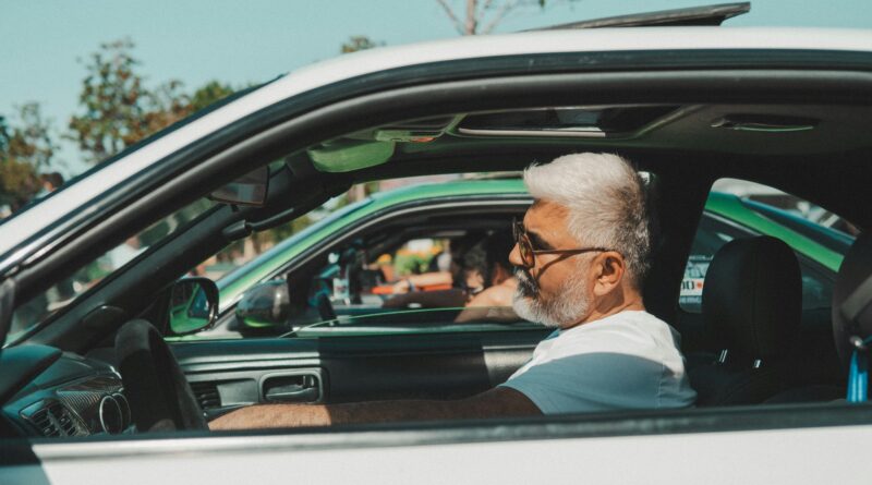 senior man driving