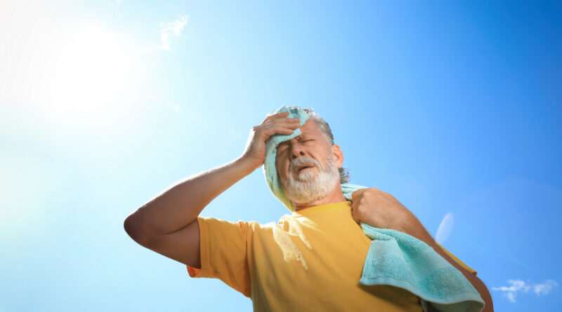 senior man sweating