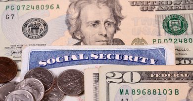 Social Security card and money